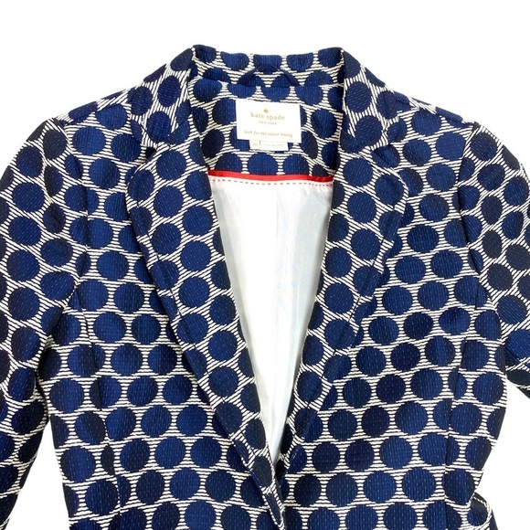 KATE Spade Jacquard Millie Polka Dots Blazer Jacket in Blue White NJMU3068 - Picture 5 of 11